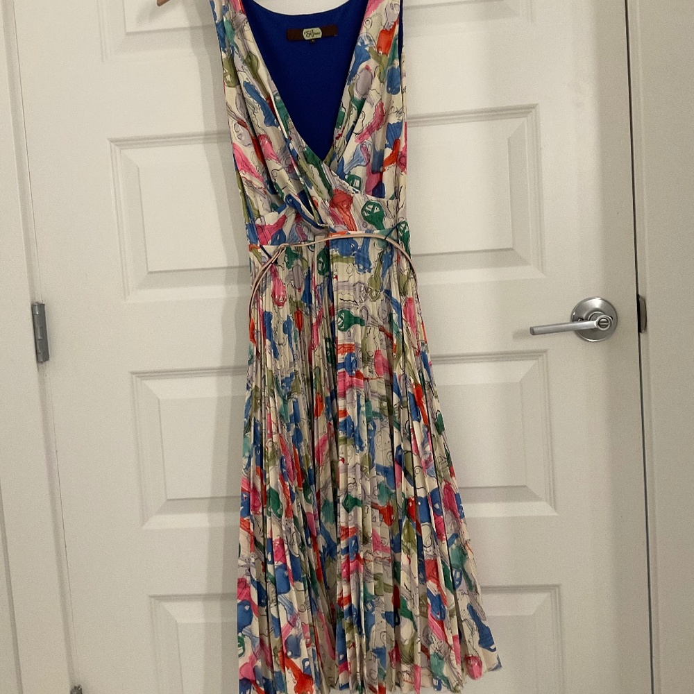 Eva Franco Aurora sleeveless pleated Midi dress Size 4